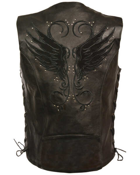 Image #2 - Milwaukee Leather Women's Stud & Wings Leather Vest - 5X, Black, hi-res