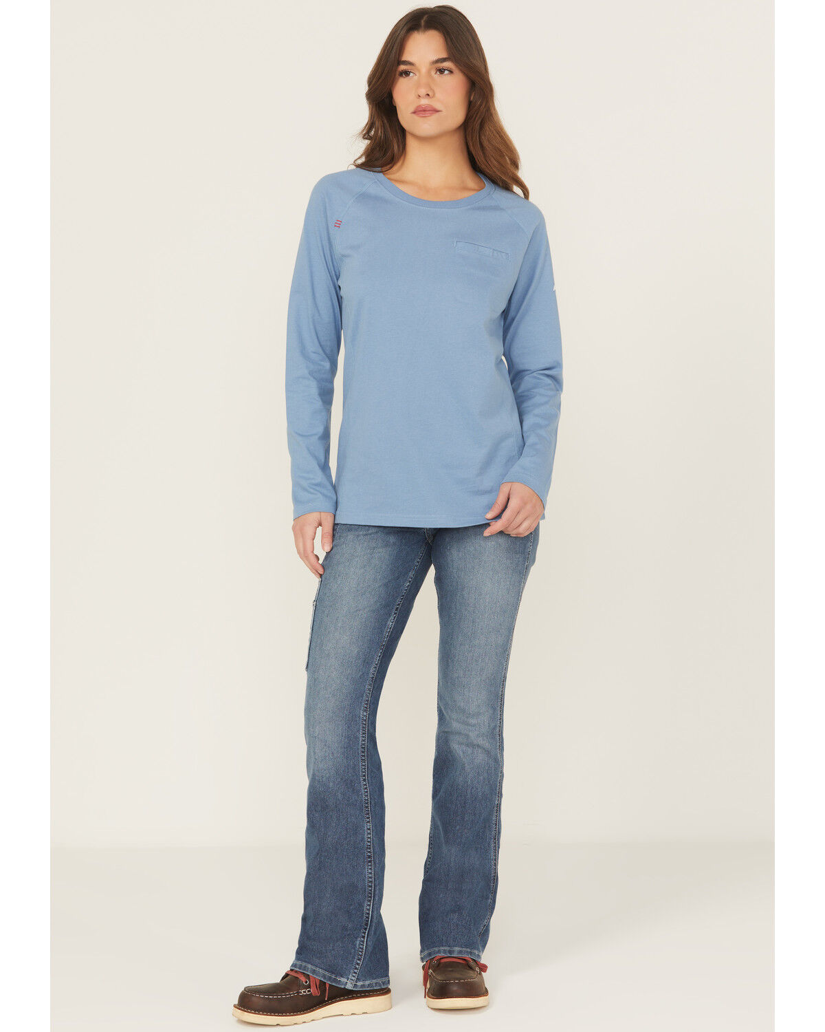 Image #1 - Ariat Women's Rebar Mid Rise Durastretch Raven Work Bootcut Jeans, Blue, hi-res