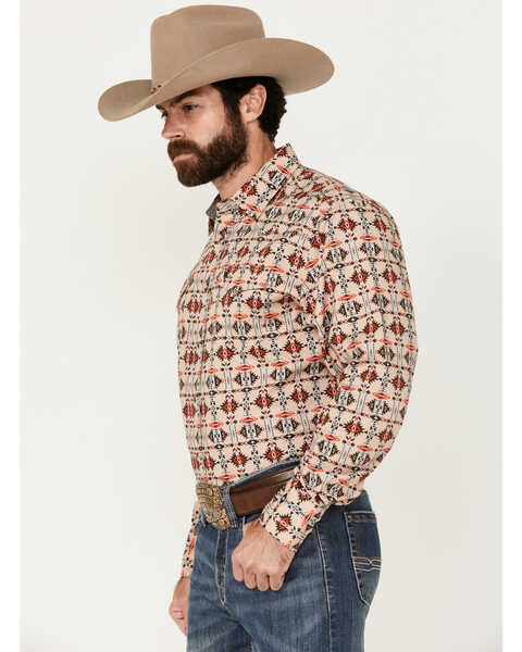 Image #2 - Rodeo Clothing Men's Southwestern Print Long Sleeve Snap Stretch Western Shirt , Tan, hi-res