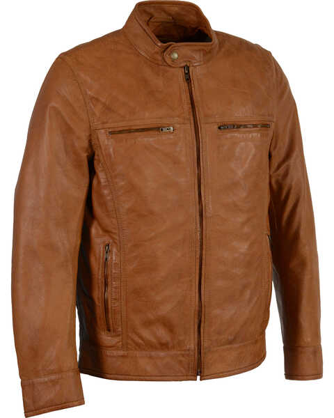 Image #1 - Milwaukee Leather Men's Zip Front Classic Moto Leather Jacket - 3X, Tan, hi-res