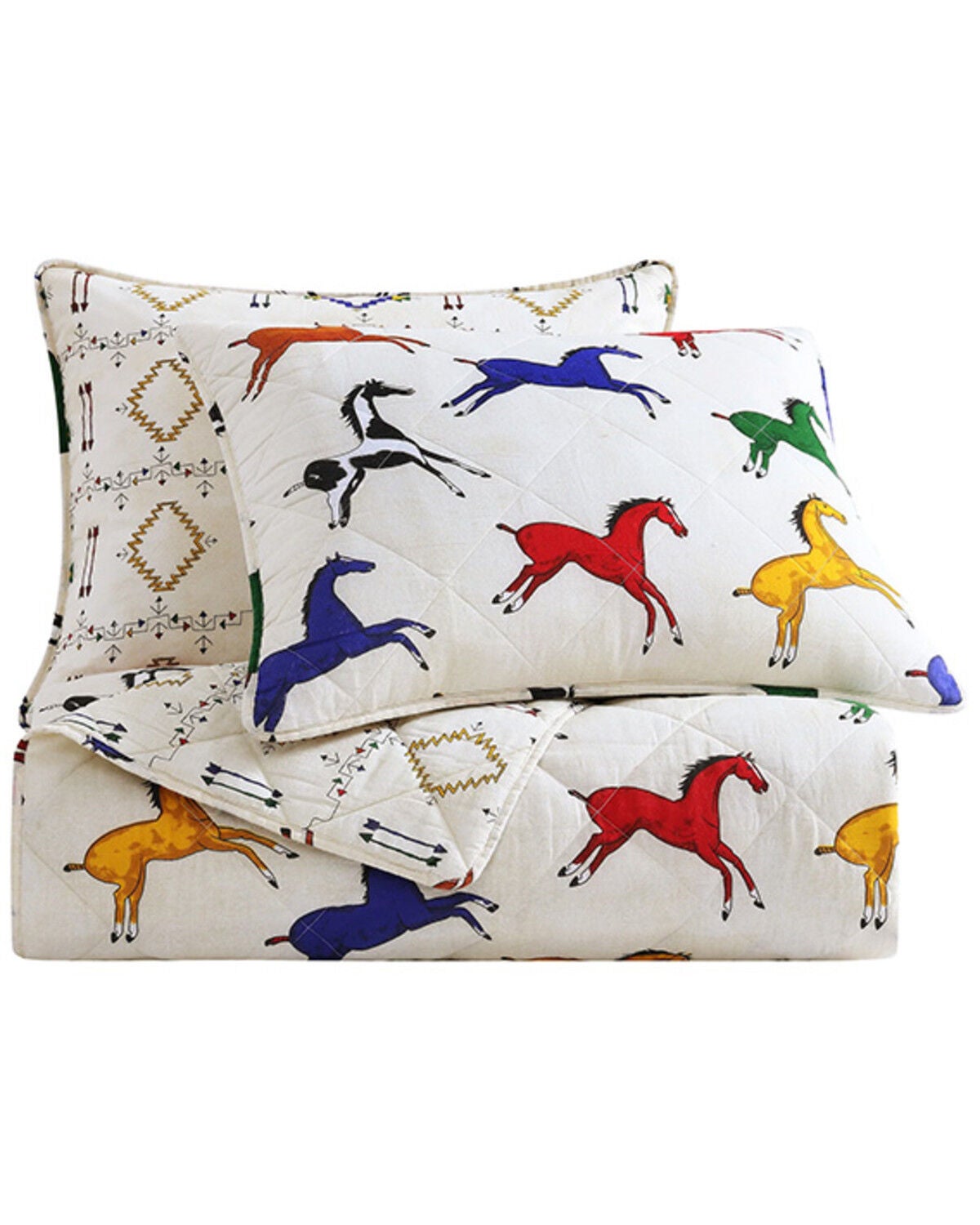 HiEnd Accents Wild Horses Reversible 3 Piece Quilt Set - Full / Queen Size, Multi, hi-res