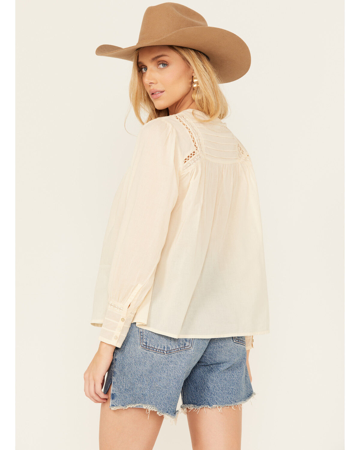 Image #4 - Bila Women's Long Sleeve Embroidered Peasant Top, Natural, hi-res