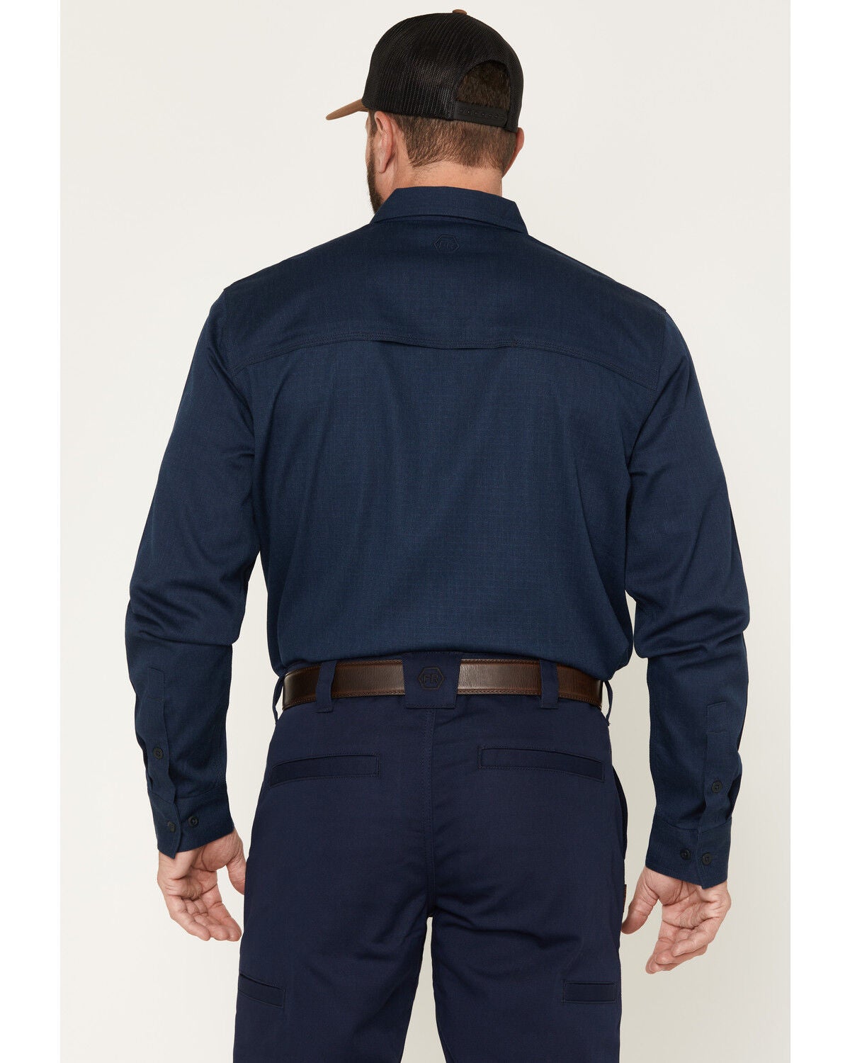 Image #4 - Hawx Men's FR Langdon Solid Long Sleeve Button-Down Work Shirt, Navy, hi-res