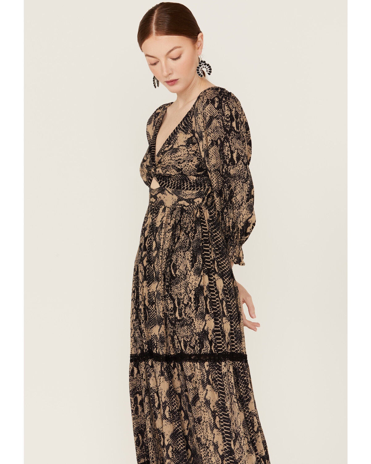 Angie Women's Snake Print Black Taupe 