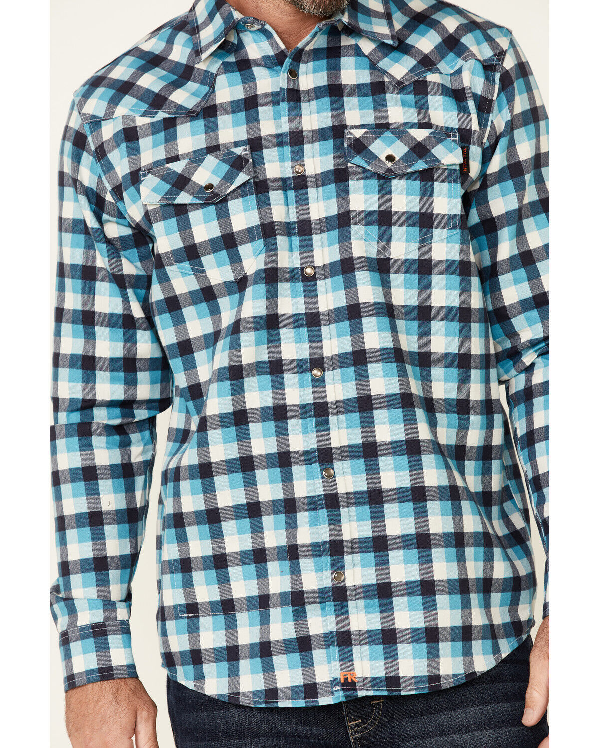 Image #3 - Cody James Men's FR Plaid Print Long Sleeve Work Shirt, Teal, hi-res