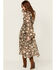 Image #4 - Miss Me Women's Floral Print Long Sleeve Midi Dress, Black, hi-res
