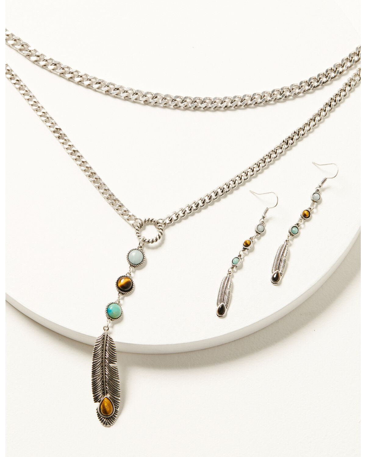 Image #1 - Shyanne Women's Juniper Sky Feather Jewelry Set - 2 Piece, Silver, hi-res