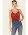 Image #1 - HYFVE Women's Ribbed Bottom Crochet Crop Cami, Rust Copper, hi-res