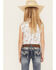 Image #4 - Ely Walker Girls' Wallpaper Floral Sleeveless Snap Western Shirt, White, hi-res