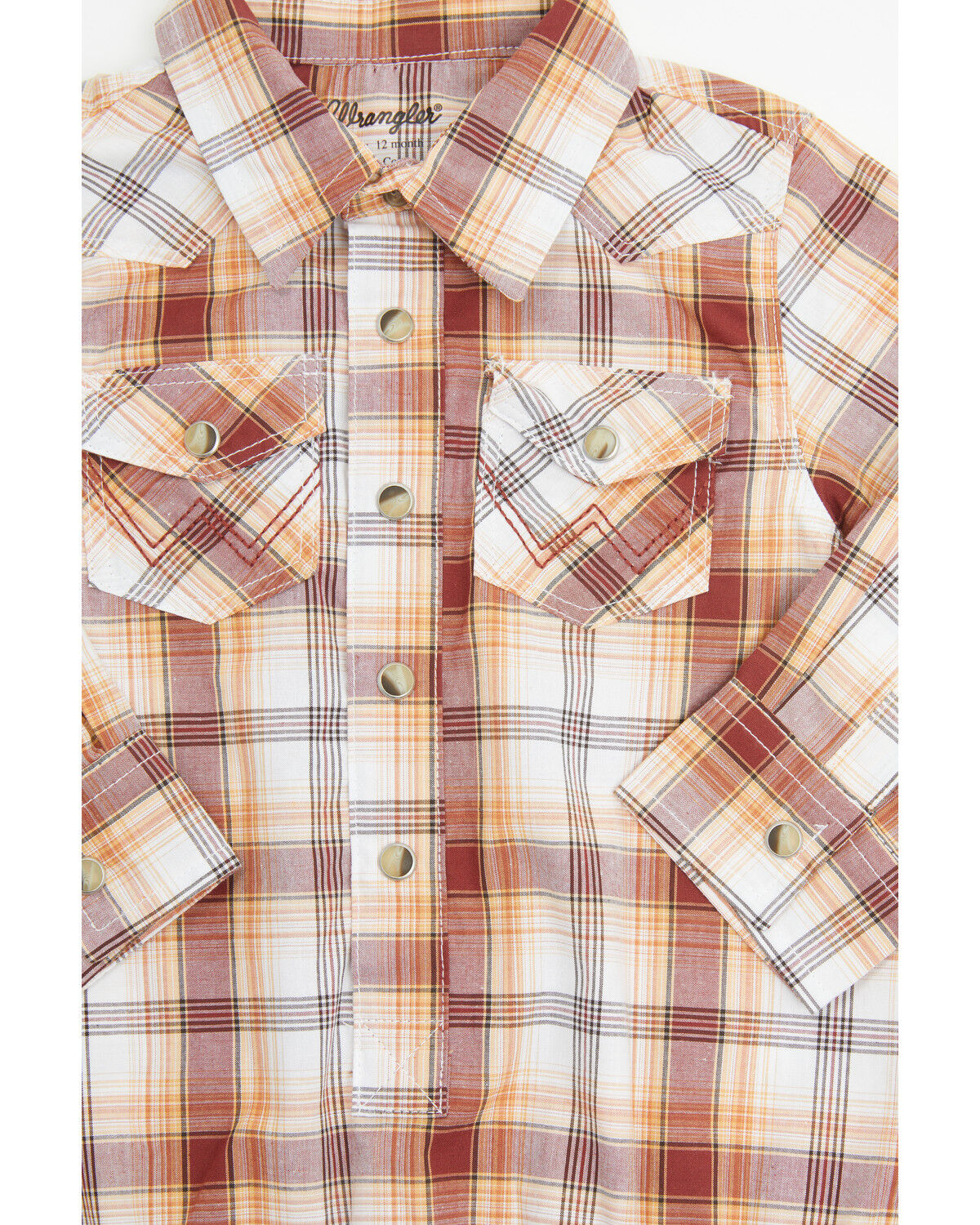 Image #2 - Wrangler Infant Boys' Plaid Print Long Sleeve Snap Onesie, Brown, hi-res