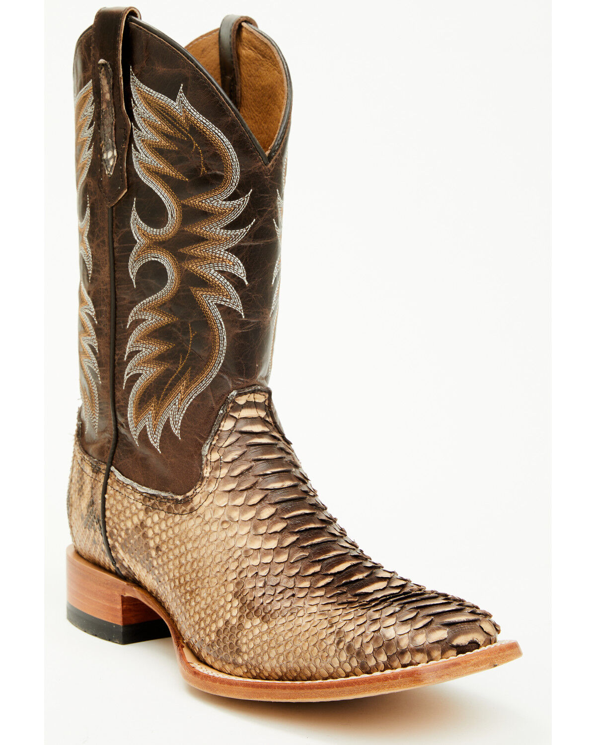 Image #1 - Cody James Men's Exotic Python Western Boots - Broad Square Toe, Dark Brown, hi-res