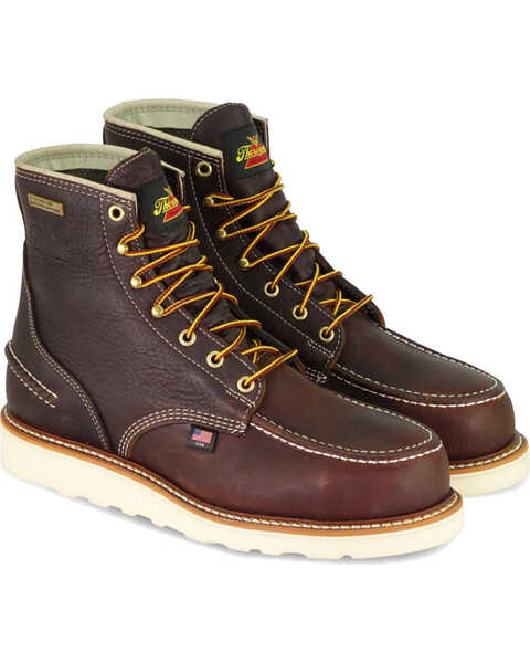 Image #1 - Thorogood Men's 6" American Heritage Made In The USA Waterproof Work Boots - Steel Toe , Brown, hi-res