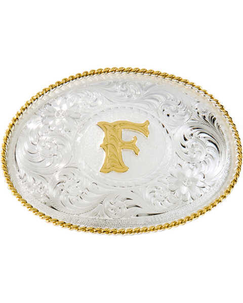 Montana Silversmiths Initial "F" Buckle, Silver, hi-res