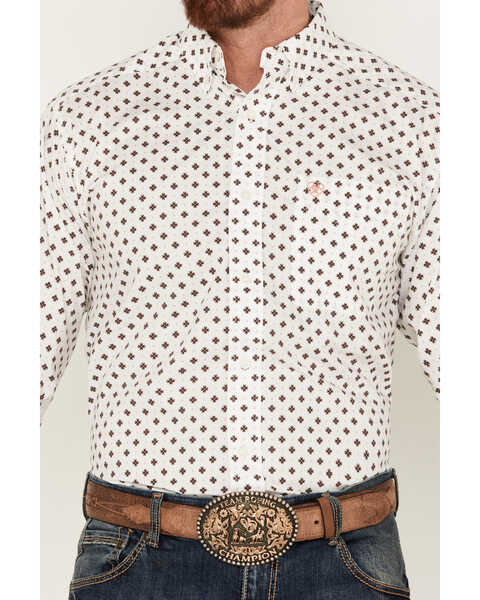 Image #3 - Ariat Men's Aiden Geo Print Classic Fit Long Sleeve Button-Down Western Shirt - Tall , White, hi-res