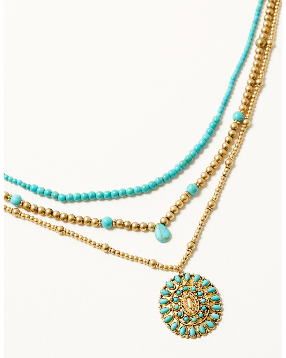 Image #1 - Shyanne Women's Summer Solstice Layered Concho Necklace, Gold, hi-res