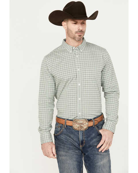 Image #1 - Cody James Men's Plaid Print Long Sleeve Button Down Western Shirt - Big , Green, hi-res