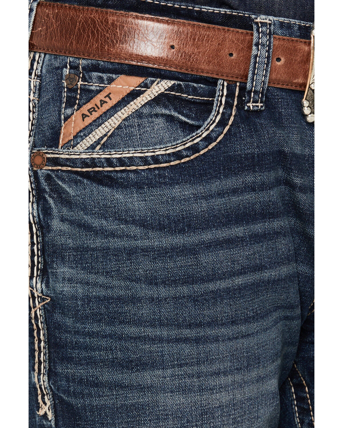 Image #2 - Ariat Men's M4 Silverton Crawford Medium Wash Relaxed Bootcut Stretch Denim Jeans, Medium Wash, hi-res