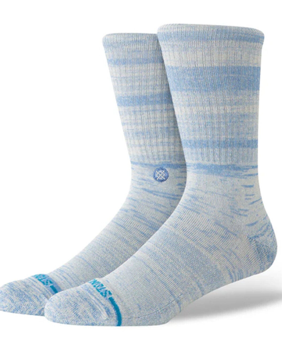 Stance Men's Marled Crew Socks, Steel Blue, hi-res