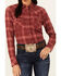 Image #3 - Shyanne Women's Willow Long Sleeve Snap Western Flannel Shirt , Dark Red, hi-res