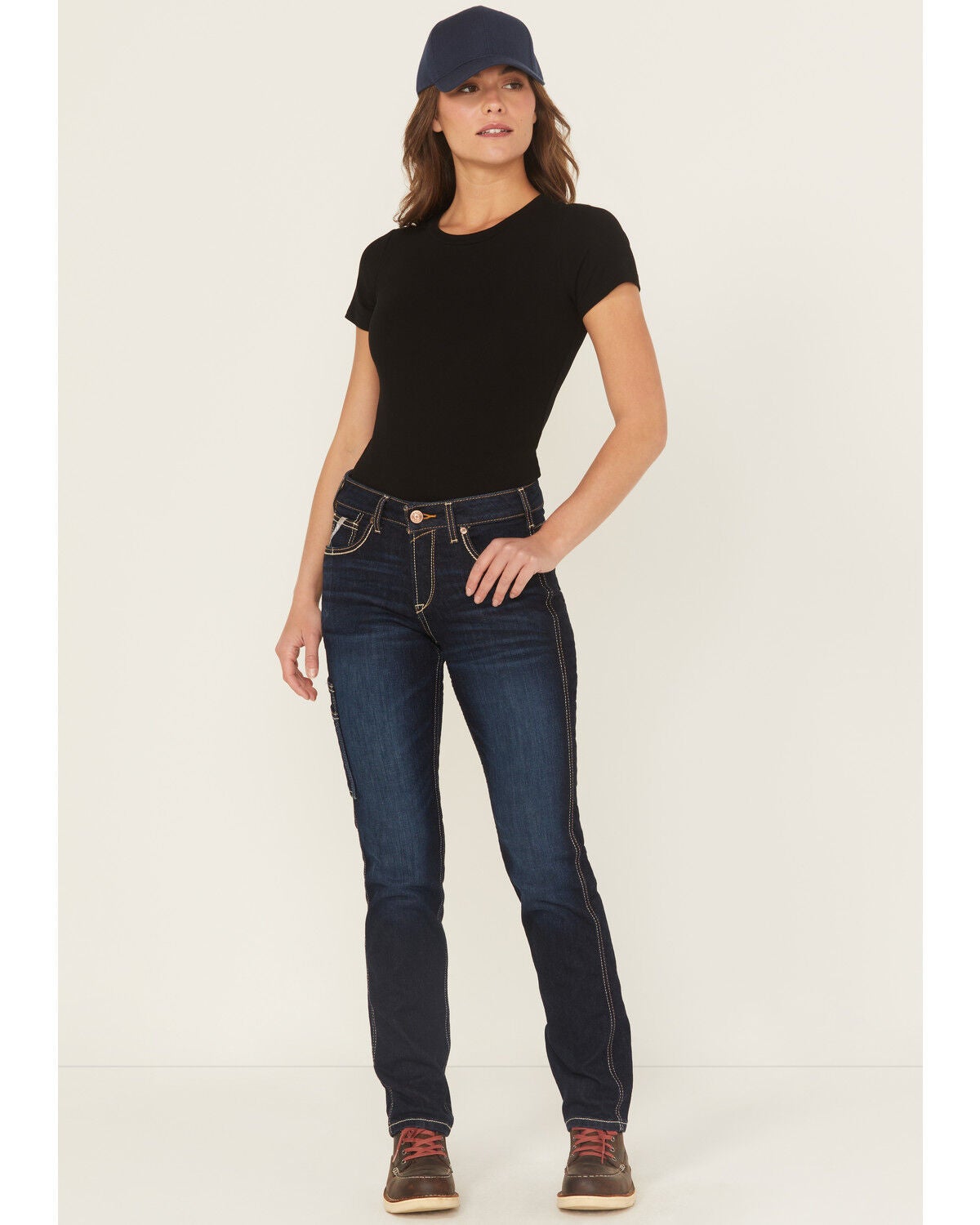 Ariat Women's Rebar Perfect Rise Work Flex Riviter Slim Leg Work Jeans, Blue, hi-res