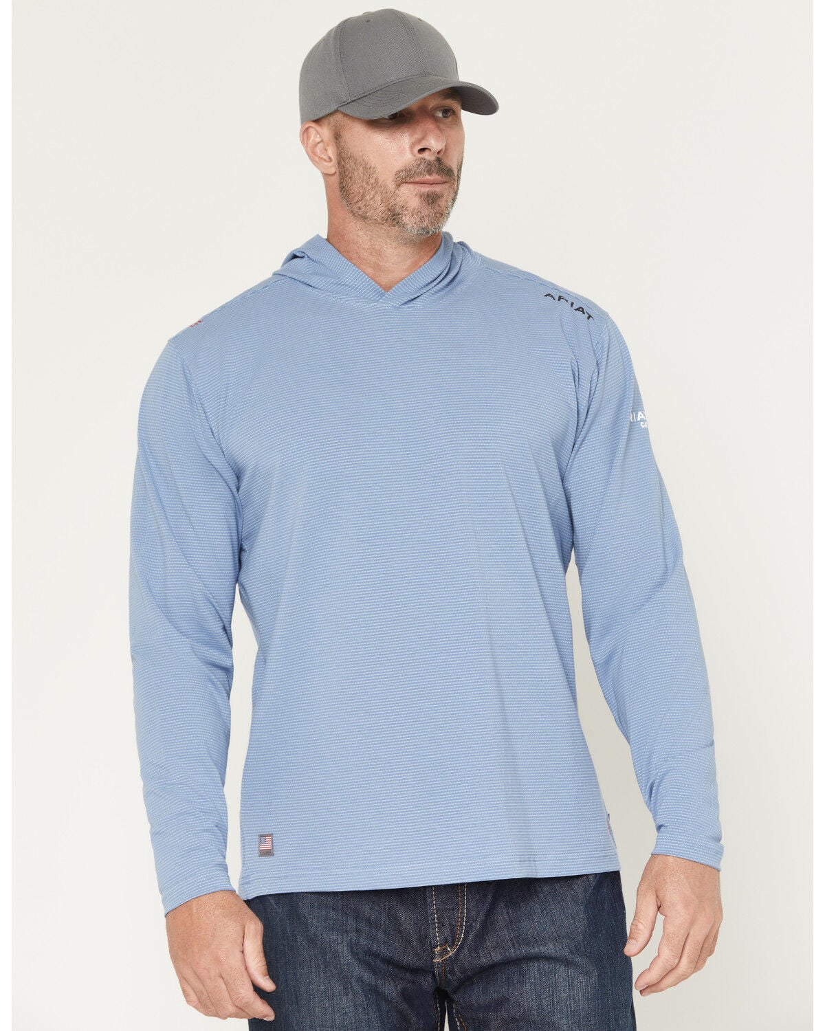Ariat Men's FR Baselayer Hooded Long Sleeve Work Shirt, Medium Blue, hi-res