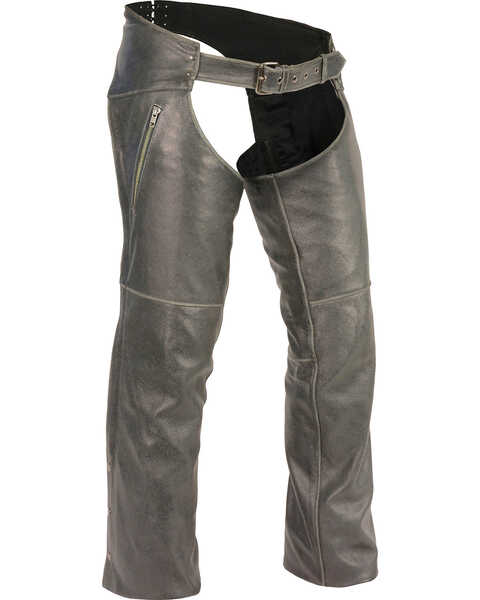 Milwaukee Leather Men's Grey Deep Thigh Vintage Chaps - Big 5X , Grey, hi-res