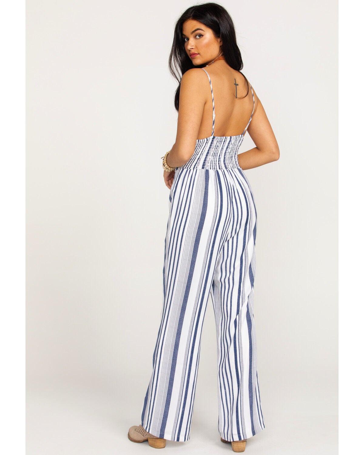 striped tie front jumpsuit