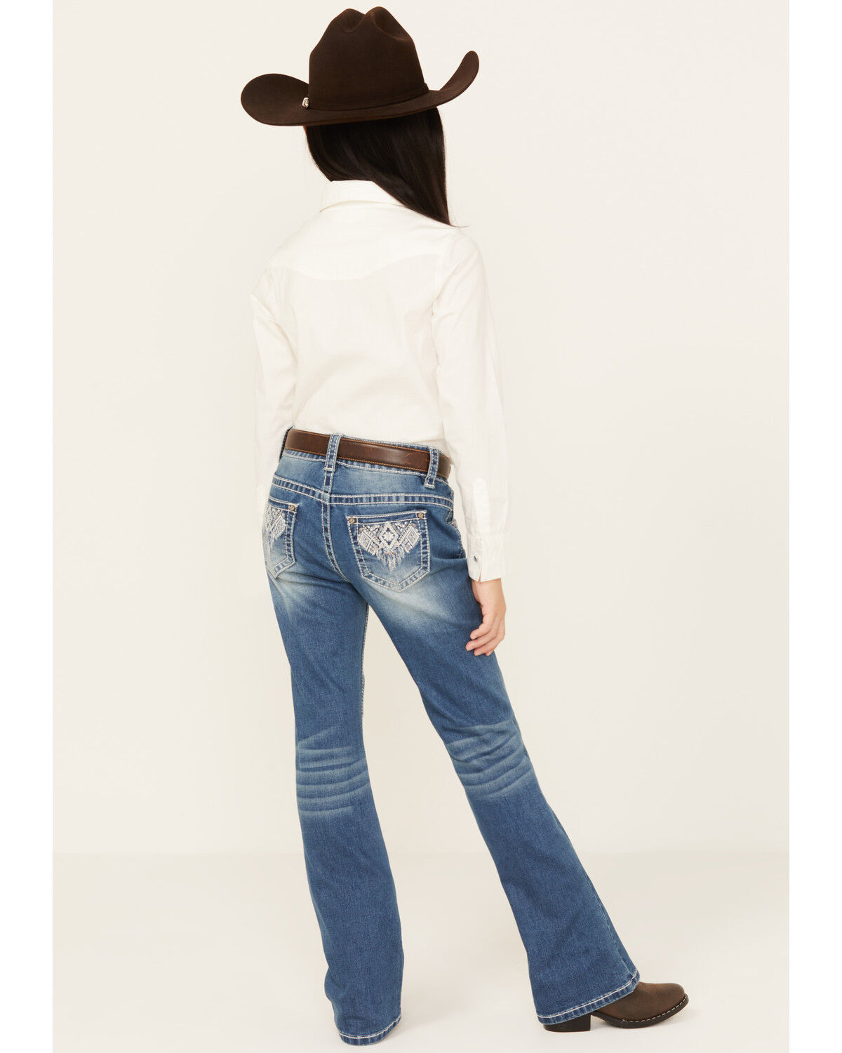 Image #3 - Shyanne Girls' Medium Wash Diamond Dreamcatcher Stretch Bootcut Jeans, Medium Wash, hi-res