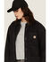 Image #2 - Carhartt Women's Loose Fit Fleece Shacket, Black, hi-res
