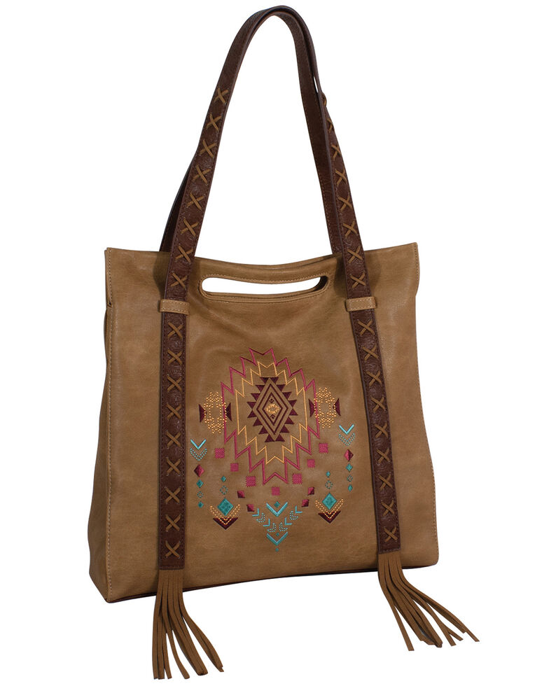 Catchfly Women's Kristan Aztec Tote Bag, Brown, hi-res