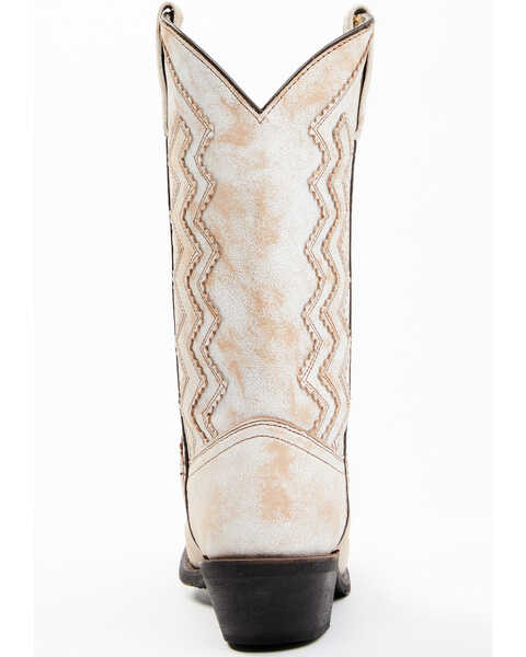 Image #5 - Laredo Women's Rustic Bone Overlay Western Boots - Square Toe, Off White, hi-res