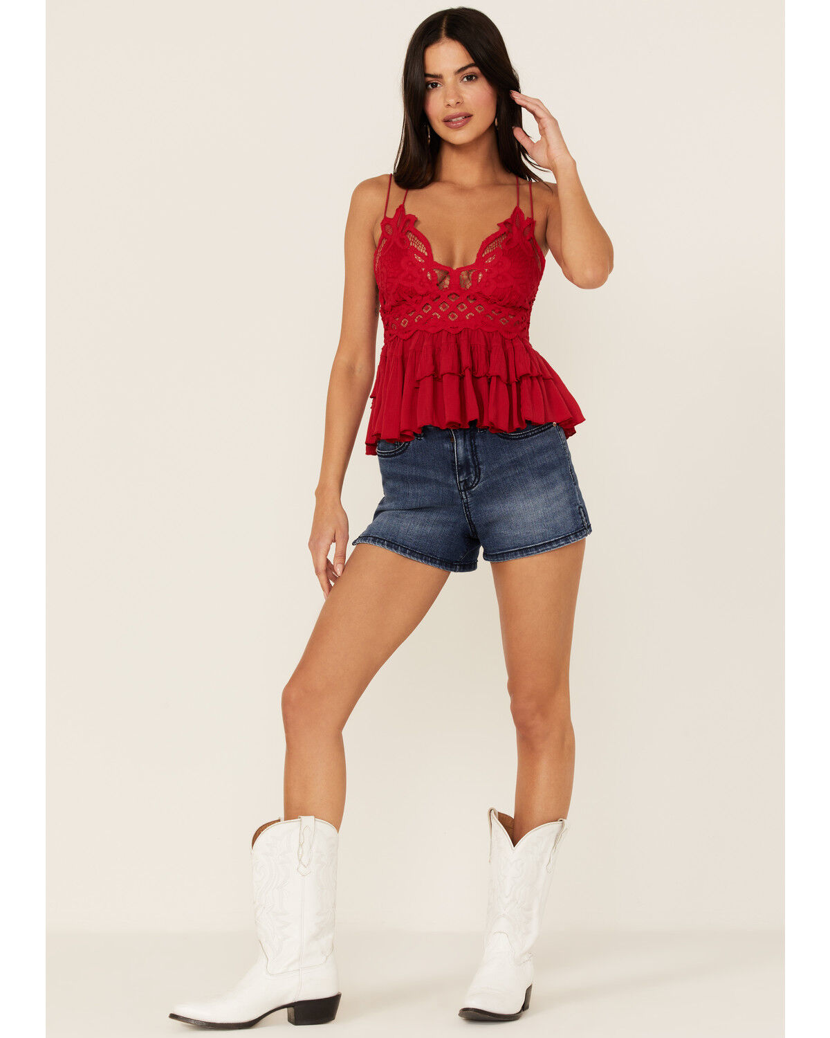 Image #1 - Shyanne Women's States Americana Embroidered High Rise 1/2 Shorts, , hi-res