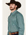 Image #2 - Roper Men's Amarillo Geo Print Long Sleeve Pearl Snap Western Shirt, Turquoise, hi-res