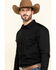 Gibson Men's Basic Solid Long Sleeve Pearl Snap Western Shirt, Black, hi-res