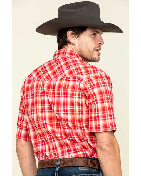 Image #5 - Wrangler 20X Men's Advanced Comfort Plaid Print Short Sleeve Western Shirt , Red, hi-res