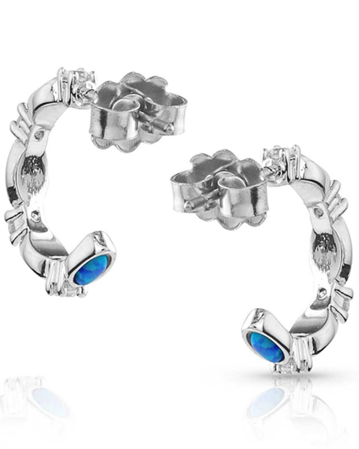 Image #2 - Montana Silversmiths Women's Moonlit Night Crustal Opal Hoop Earrings, Silver, hi-res