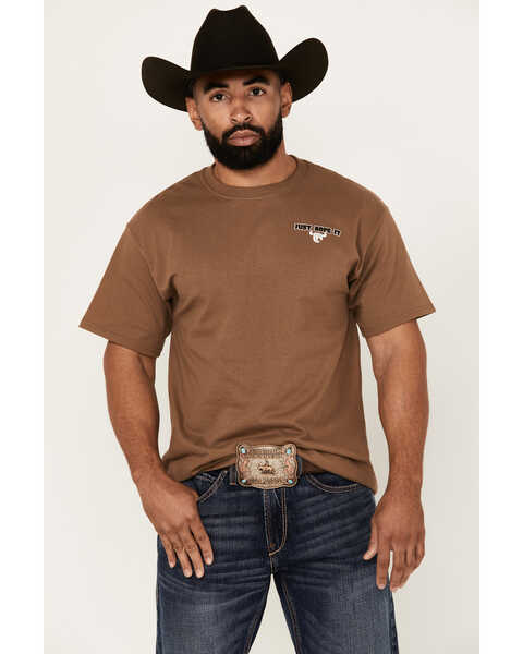 Image #1 - Cowboy Hardware Men's Just Rope It Short Sleeve Graphic T-Shirt, Brown, hi-res