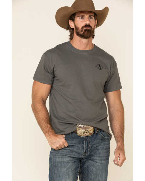 Cowboy Up Men's Open Range Short Sleeve Graphic T-Shirt, Grey, hi-res