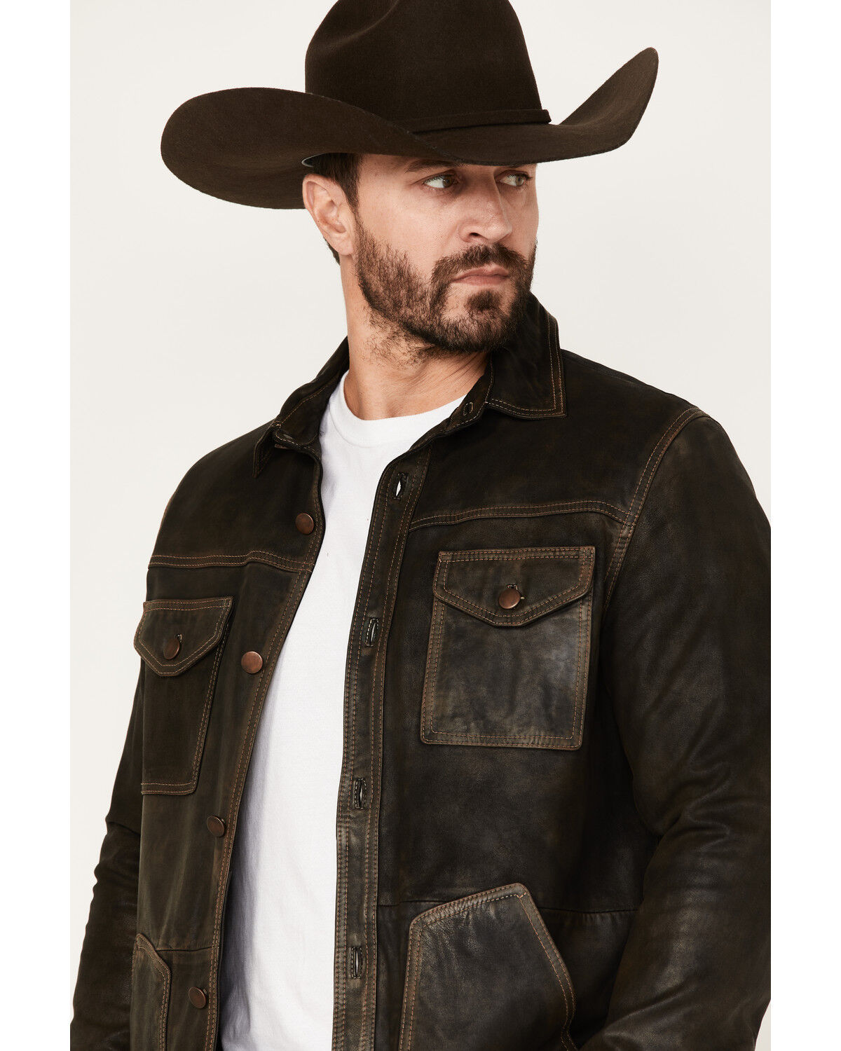 Image #2 - Scully Men's Serape Lined Leather Jacket, Chocolate, hi-res