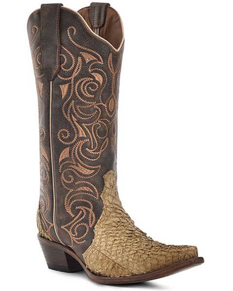 Image #1 - Corral Women's Exotic Fish Western Boots - Snip Toe , Sand, hi-res