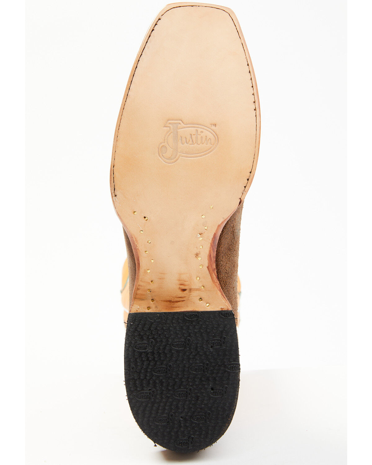 Image #7 - Justin Men's Billet Cowhide Leather Western Boots - Square Toe, Orange, hi-res