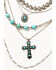 Image #2 - Shyanne Women's Silver & Turquoise 6-layer Cross Necklace, Silver, hi-res