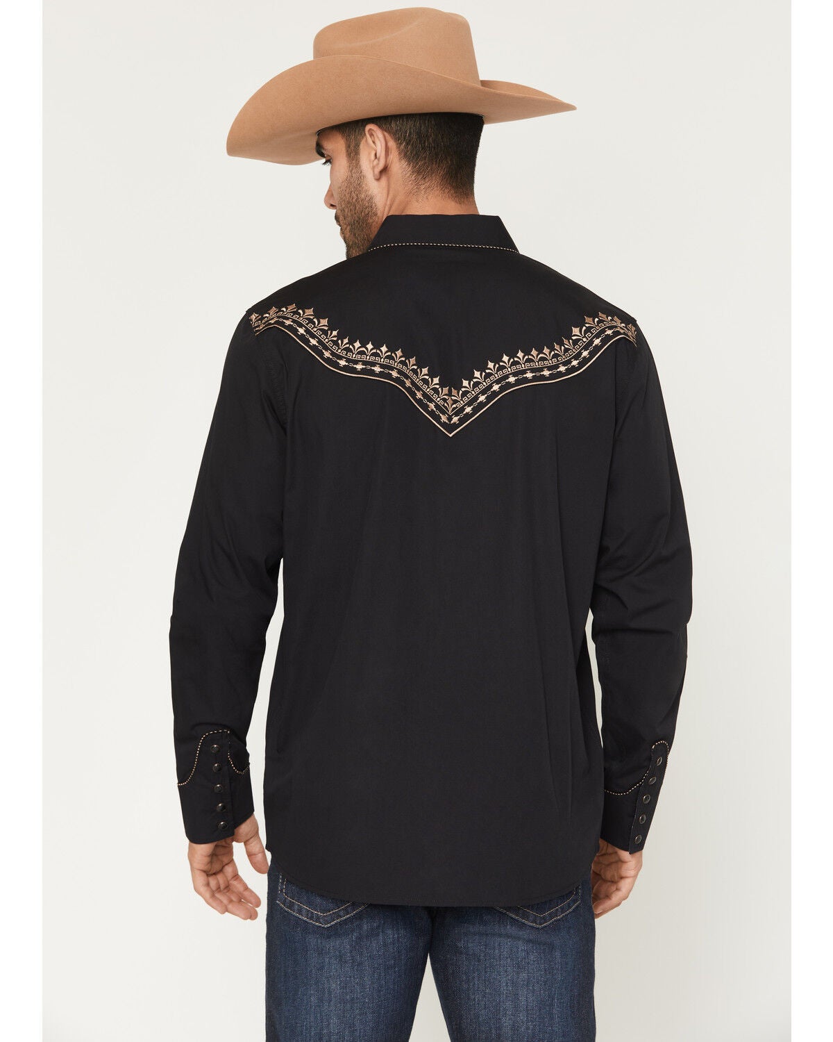 Image #4 - Moonshine Spirit&reg; Men's High Noon Embroidered Long Sleeve Snap Western Shirt, Black, hi-res