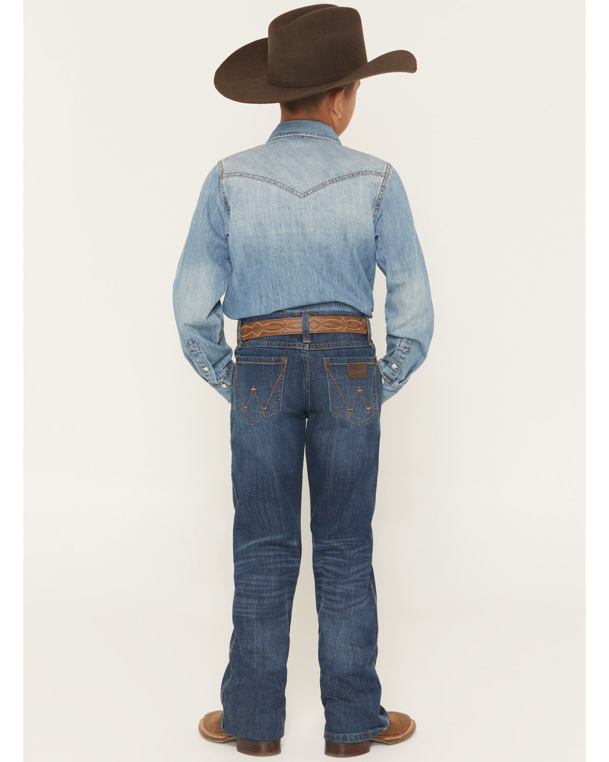 Image #3 - Wrangler Retro Boys' Jackson Hole Dark Wash Relaxed Bootcut Stretch Denim Jeans, Blue, hi-res
