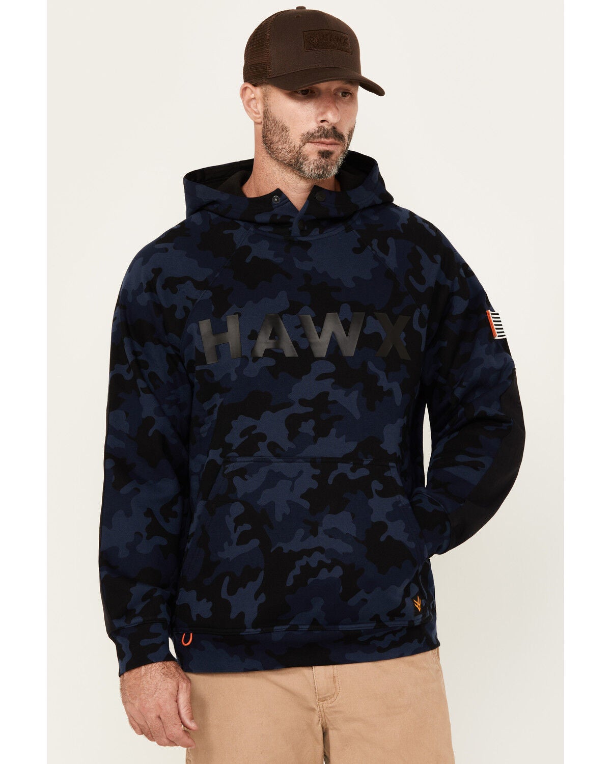 Hawx Men's Arlington Logo Camo Print Hooded Sweatshirt, Navy, hi-res
