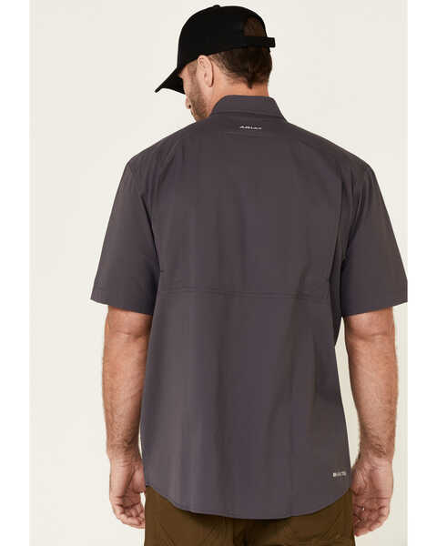 Image #4 - Ariat Men's Solid Charcoal Tek Button-Down Short Sleeve Western Shirt - Tall, , hi-res