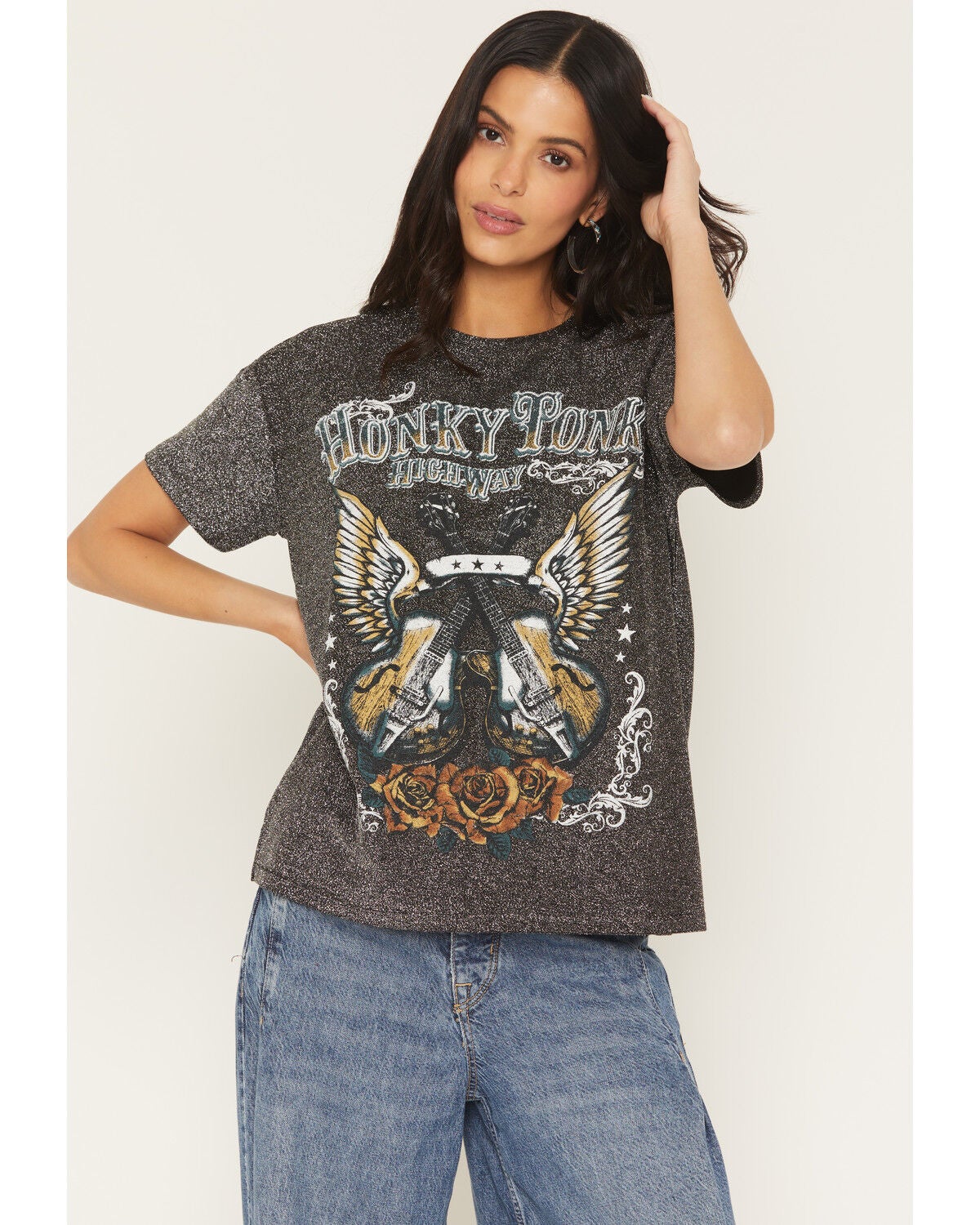 Blended Women's Honky Tony Shimmer Tee, Black, hi-res