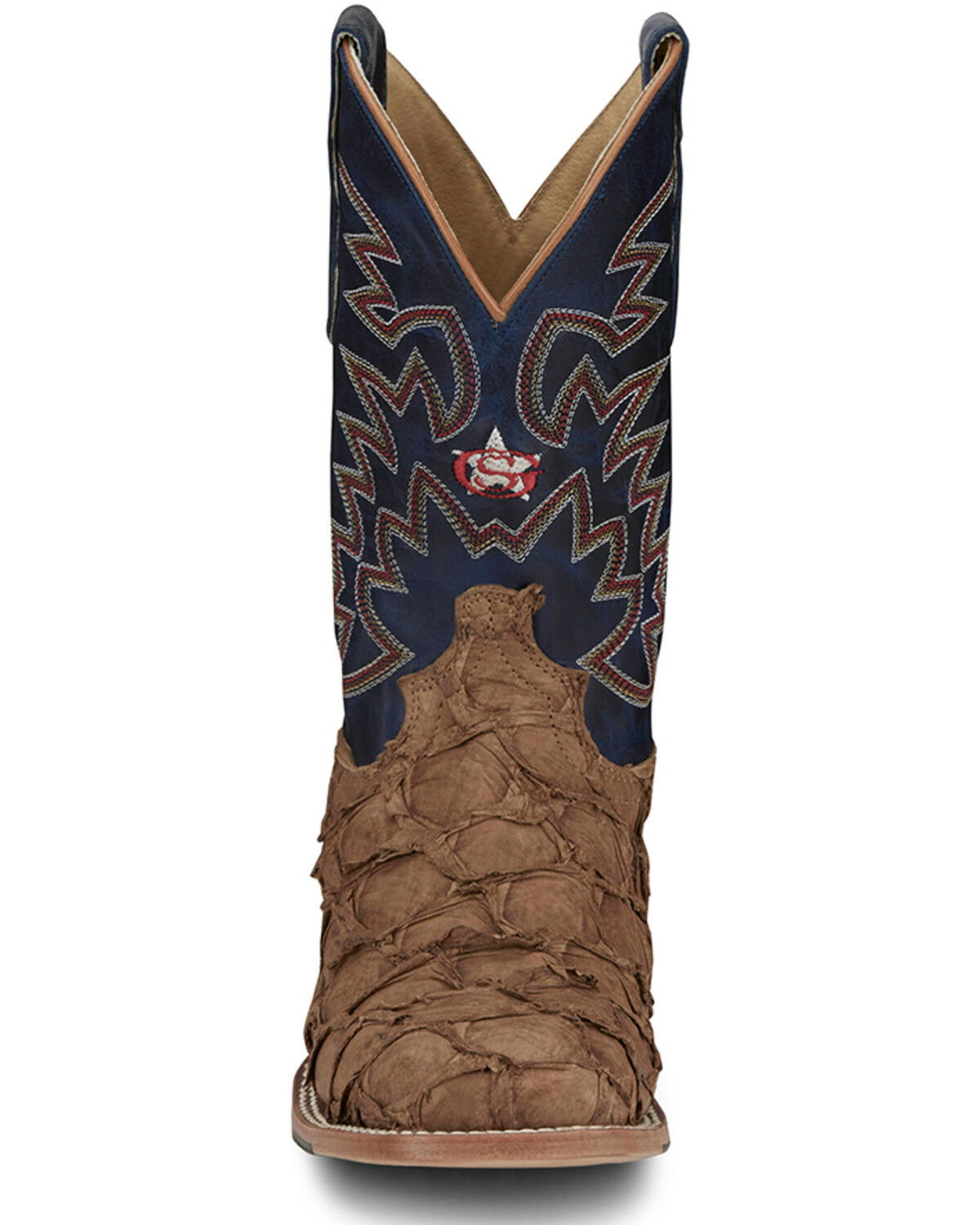 Image #4 - Justin Men's Ocean Front Exotic Pirarucu Western Boots - Broad Square Toe, Tan, hi-res