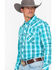 Image #2 - Rock & Roll Denim Men's Poplin Plaid Print Snap Long Sleeve Western Shirt , Blue, hi-res