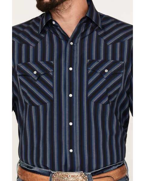 Image #3 - Ely Walker Men's Striped Long Sleeve Pearl Snap Western Shirt, Black, hi-res